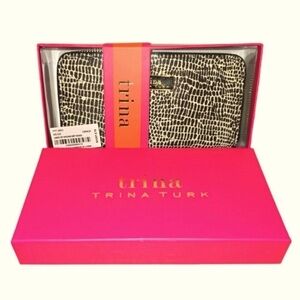 NWT Trina Turk Croco Patterned Zip Around Long Wallet w/Elegant Design & NIB